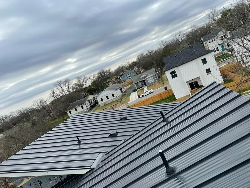 Standing seam metal roof panels with vents for Skylight Repair in Carterville